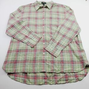 LRL‎ Lauren Jeans Co Brown Women Button Down Long Sleeve Collar Size XL